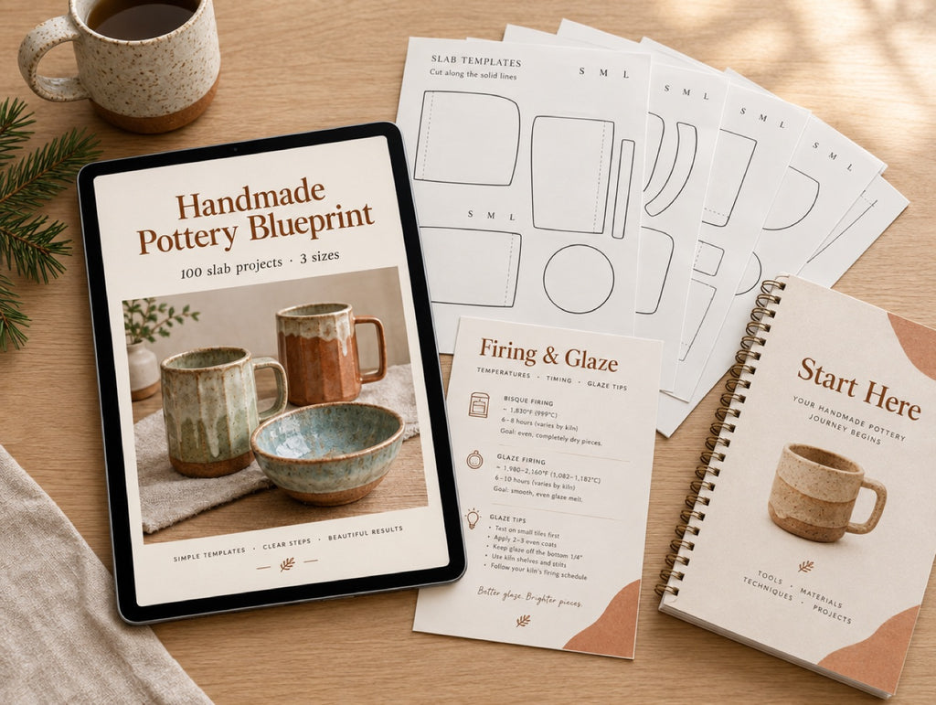 Handmade Pottery Blueprint: guide, printed templates, firing card and Start Here booklet